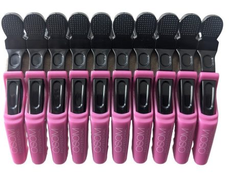 Klipsai plaukams OSOM Professional Hair Clip OSOMPNE03, juodos-rožinės spalvos, 10 vnt. For Cheap