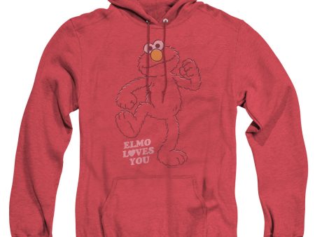 SESAME STREET : ELMO LOVES YOU ADULT HEATHER HOODIE RED 3X Online now