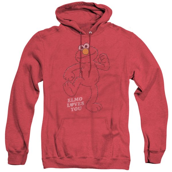 SESAME STREET : ELMO LOVES YOU ADULT HEATHER HOODIE RED 3X Online now