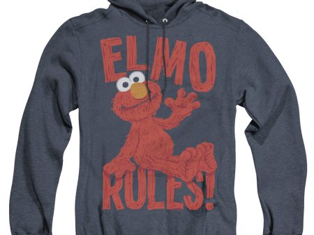 SESAME STREET : ELMO RULES ADULT HEATHER HOODIE NAVY 2X Online now