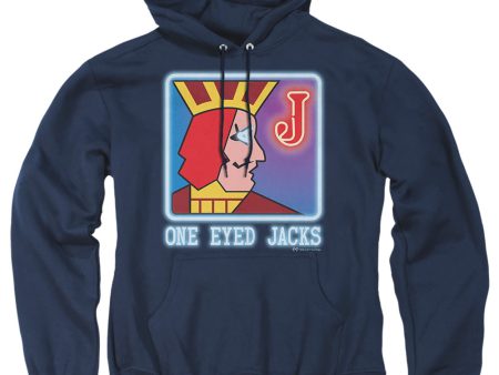 TWIN PEAKS : ONE EYED JACKS ADULT PULL OVER HOODIE Navy 3X For Sale