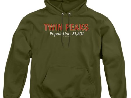 TWIN PEAKS : POPULATION ADULT PULL OVER HOODIE MILITARY GREEN SM Hot on Sale