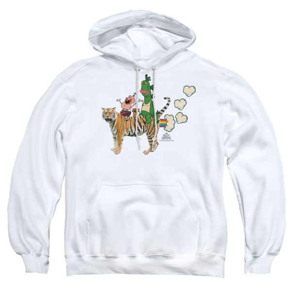 UNCLE GRANDPA : FART HEARTS ADULT PULL OVER HOODIE White 2X Hot on Sale