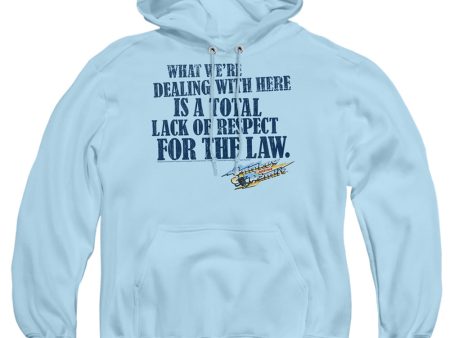 SMOKEY AND THE BANDIT : LACK OF RESPECT ADULT PULL OVER HOODIE LIGHT BLUE 2X Online now