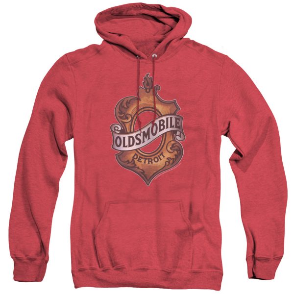 OLDSMOBILE : DETROIT EMBLEM ADULT HEATHER HOODIE RED LG For Cheap