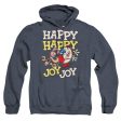 REN AND STIMPY : HAPPY HAPPY JOY JOY ADULT HEATHER HOODIE Navy MD Online now