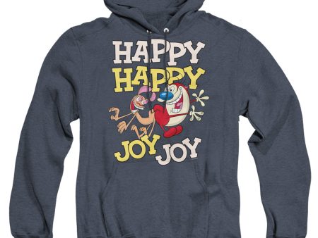 REN AND STIMPY : HAPPY HAPPY JOY JOY ADULT HEATHER HOODIE Navy MD Online now